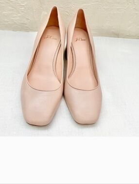 J. Crew Nude Blush Leather Block Heel Pumps